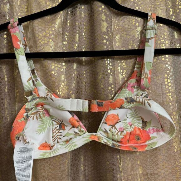Volcom Desert Blooms Floral Orange Green Triangle Bikini Top Small NWT - Picture 2 of 8